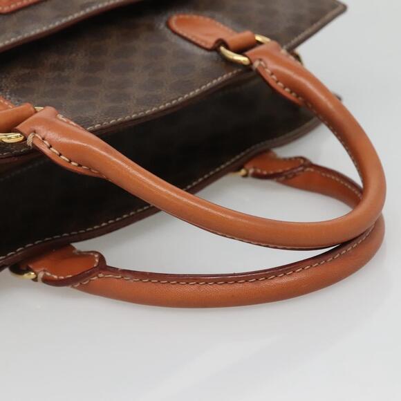 CELINE Macadam Canvas Hand Bag Pvc Leather Brown Gold - Picture 7 of 13